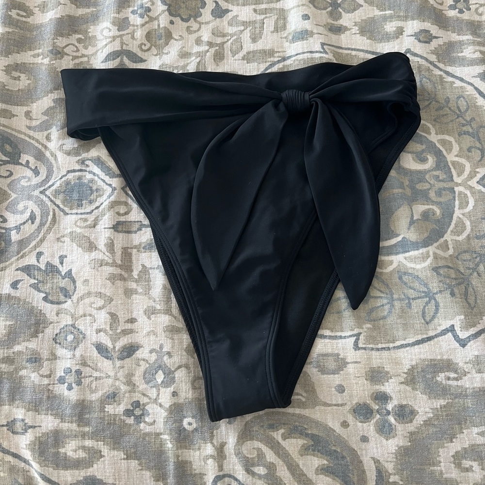 High waisted black swim bottoms